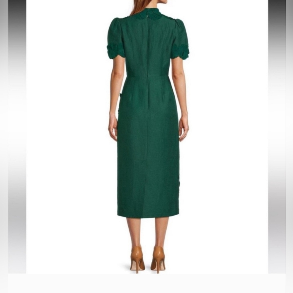 Antonio Melani Willow Floral Applique Short Sleeve Mock Neck Midi Dress - Picture 2 of 8